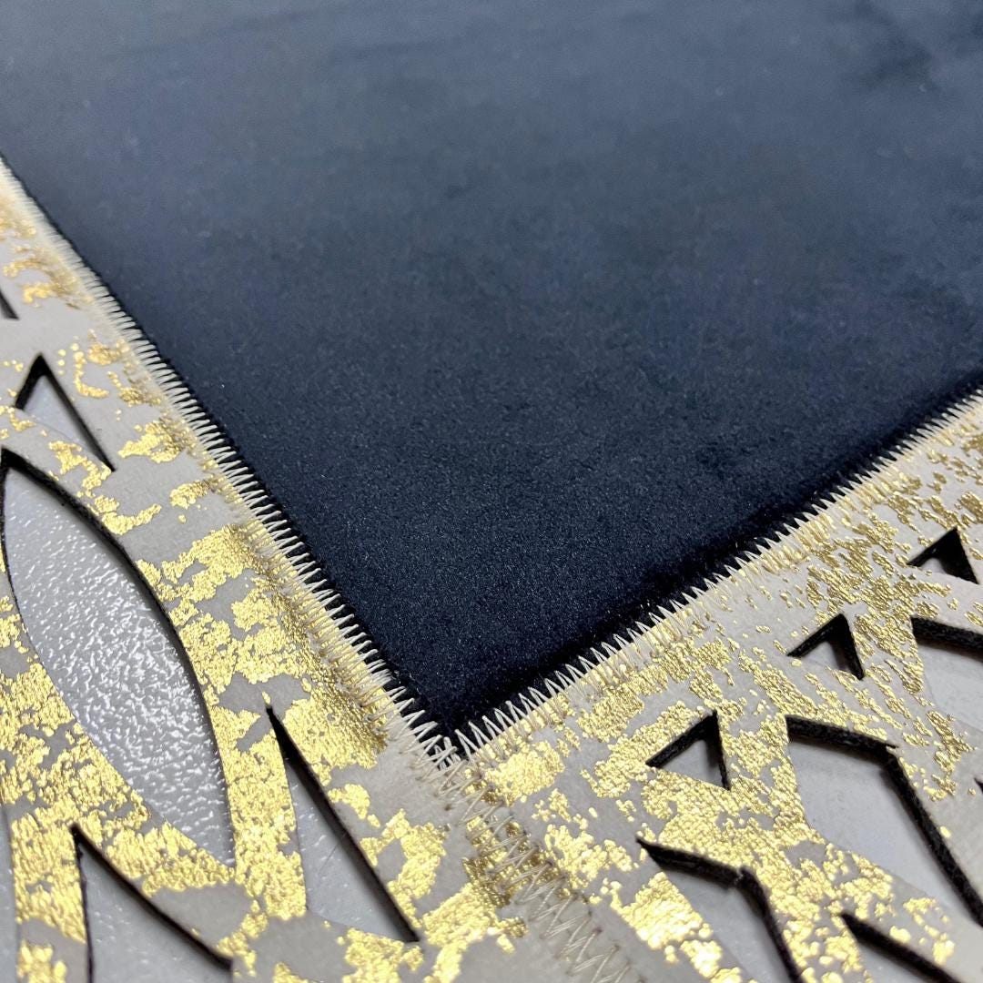 Black - Gold Laser Cut Leather Rug, Perforated Rug, Non Slip Rug, Luxury Rug, Rugs For Living Room And Bedroom, Home Gift Rug - BuzzLeatherCarpetBlack - Gold Laser Cut Leather Rug, Perforated Rug, Non Slip Rug, Luxury Rug, Rugs For Living Room And Bedroom, Home Gift Rug