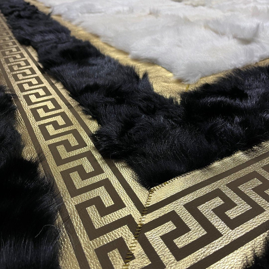 Black Sheepskin Fur Rug for Living Room, Luxury Rectangle Soft Carpet for Bedroom, Natural Patchwork Rug, Soft Area Rug, Wool Rug,Shaggy Rug - BuzzLeatherCarpetBlack Sheepskin Fur Rug for Living Room, Luxury Rectangle Soft Carpet for Bedroom, Natural Patchwork Rug, Soft Area Rug, Wool Rug,Shaggy Rug