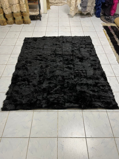 Black Sheepskin Fur Rug for Living Room, Luxury Rectangle Soft Carpet for Bedroom, Natural Patchwork Rug, Soft Area Rug, Wool Rug,Shaggy Rug - BuzzLeatherCarpetBlack Sheepskin Fur Rug for Living Room, Luxury Rectangle Soft Carpet for Bedroom, Natural Patchwork Rug, Soft Area Rug, Wool Rug,Shaggy Rug