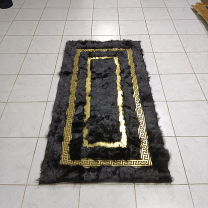 Black Sheepskin Rug , Fluffy Black with Gold Sheepskin Fur Rug, Soft Area Rug, Black Sheepskin Carpet, Gold Leather Rug,Home Decor Rug - BuzzLeatherCarpetBlack Sheepskin Rug , Fluffy Black with Gold Sheepskin Fur Rug, Soft Area Rug, Black Sheepskin Carpet, Gold Leather Rug,Home Decor Rug