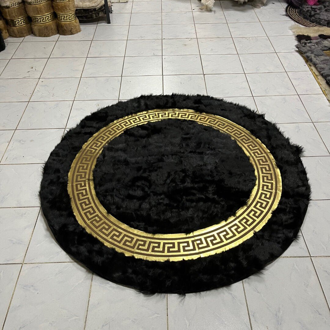 Black Sheepskin Rug, Patchwork Sheepskin Rug,Sheepskin Round Rug,Natural Soft Area Rug, Rug For Living Room,Round Area Rug,Sheepskin fur rug - BuzzLeatherCarpetBlack Sheepskin Rug, Patchwork Sheepskin Rug,Sheepskin Round Rug,Natural Soft Area Rug, Rug For Living Room,Round Area Rug,Sheepskin fur rug