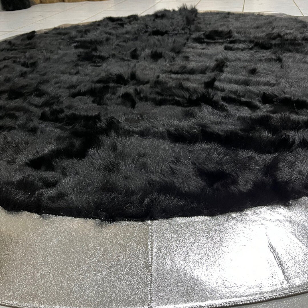 Black Sheepskin Rug, Patchwork Sheepskin Rug,Sheepskin Round Rug,Natural Soft Area Rug, Rug For Living Room,Round Area Rug,Sheepskin fur rug - BuzzLeatherCarpetBlack Sheepskin Rug, Patchwork Sheepskin Rug,Sheepskin Round Rug,Natural Soft Area Rug, Rug For Living Room,Round Area Rug,Sheepskin fur rug