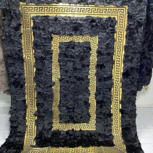 Black Sheepskin Rug,Black With Gold Fur Rug,Black Fur for Living Room,Handmade Rug, Black Wool Sheepskin Rug, Soft Natural Fur Rug - BuzzLeatherCarpetBlack Sheepskin Rug,Black With Gold Fur Rug,Black Fur for Living Room,Handmade Rug, Black Wool Sheepskin Rug, Soft Natural Fur Rug