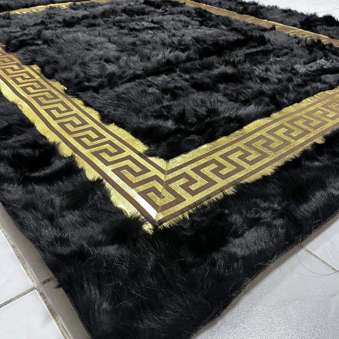 Black Sheepskin Rug,Black With Gold Sheepskin Fur Rug,Fluffy Rug,Soft Area Rug,Shaggy Rug ,Rug for Living Room,Wool Rug,Sheepskin Carpet - BuzzLeatherCarpetBlack Sheepskin Rug,Black With Gold Sheepskin Fur Rug,Fluffy Rug,Soft Area Rug,Shaggy Rug ,Rug for Living Room,Wool Rug,Sheepskin Carpet