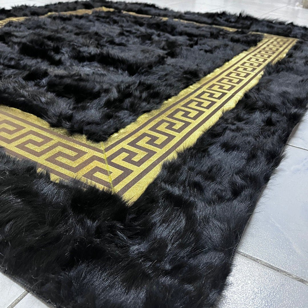 Black Sheepskin Rug,Black With Gold Sheepskin Fur Rug,Fluffy Rug,Soft Area Rug,Shaggy Rug ,Rug for Living Room,Wool Rug,Sheepskin Carpet - BuzzLeatherCarpetBlack Sheepskin Rug,Black With Gold Sheepskin Fur Rug,Fluffy Rug,Soft Area Rug,Shaggy Rug ,Rug for Living Room,Wool Rug,Sheepskin Carpet