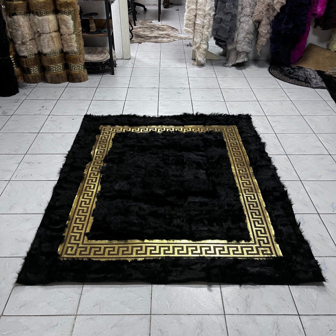 Black Sheepskin Rug,Black With Gold Sheepskin Fur Rug,Fluffy Rug,Soft Area Rug,Shaggy Rug ,Rug for Living Room,Wool Rug,Sheepskin Carpet - BuzzLeatherCarpetBlack Sheepskin Rug,Black With Gold Sheepskin Fur Rug,Fluffy Rug,Soft Area Rug,Shaggy Rug ,Rug for Living Room,Wool Rug,Sheepskin Carpet