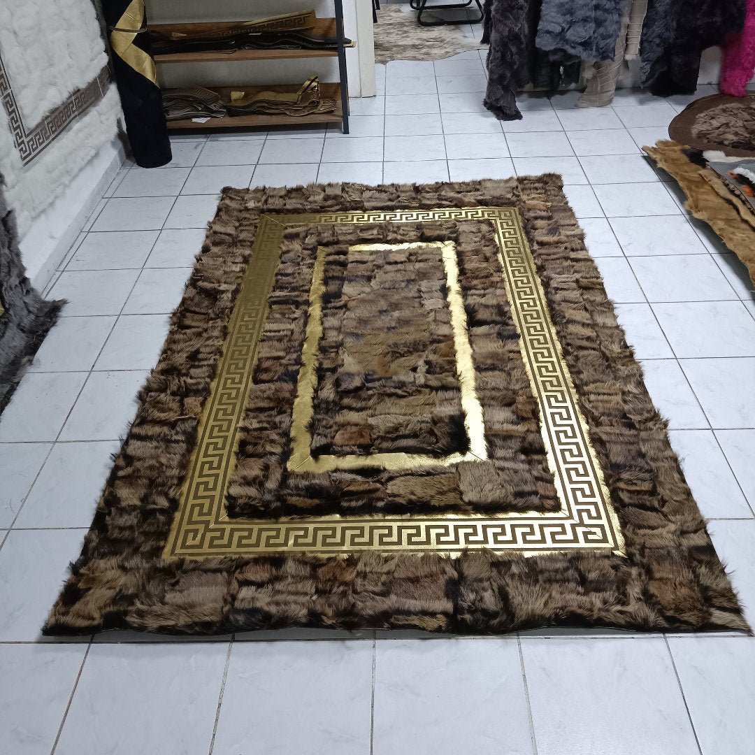 Brown Sheepskin Rug,Natural Brown - Gold Handmade Rug, Patchwork Rug,Natural Soft Rug, Rug For Living Room,Leather Carpet,Sheepskin Carpet - BuzzLeatherCarpetBrown Sheepskin Rug,Natural Brown - Gold Handmade Rug, Patchwork Rug,Natural Soft Rug, Rug For Living Room,Leather Carpet,Sheepskin Carpet