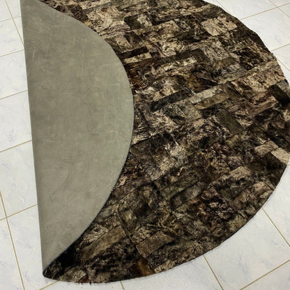 Brown Soft Sheepskin Patchwork Area Rug for Bedroom, Round Sheepskin Rug, Genuine Home Decor Carpet, Tuscan Lamb Fur Rug for Living Room - BuzzLeatherCarpetBrown Soft Sheepskin Patchwork Area Rug for Bedroom, Round Sheepskin Rug, Genuine Home Decor Carpet, Tuscan Lamb Fur Rug for Living Room