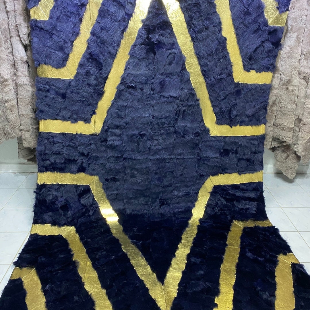 Luxury Navy Blue Sheepskin Rug, Fluffy Navy Blue Rug, Natural Floor Fur Rug, Shaggy Rug, Luxury Plush Living Room Rug, Sheep Skin Rug,