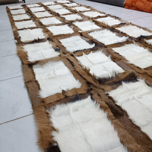 Special Patchwork Goatskin Area Rug, Handmade 100% Genuine Goatskin Rug, Goatskin Rug Fur for Living Room, Goatskin Rug Fur Office Room