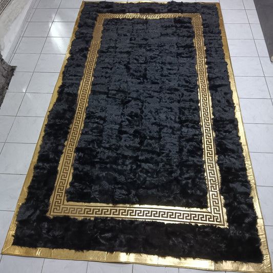 Premium Natural Black Sheepskin Fur Rug 8x10, Soft Plush Area Rug for Sophisticated Home Style, Unique Wedding Gift, Sheepskin Area Rug