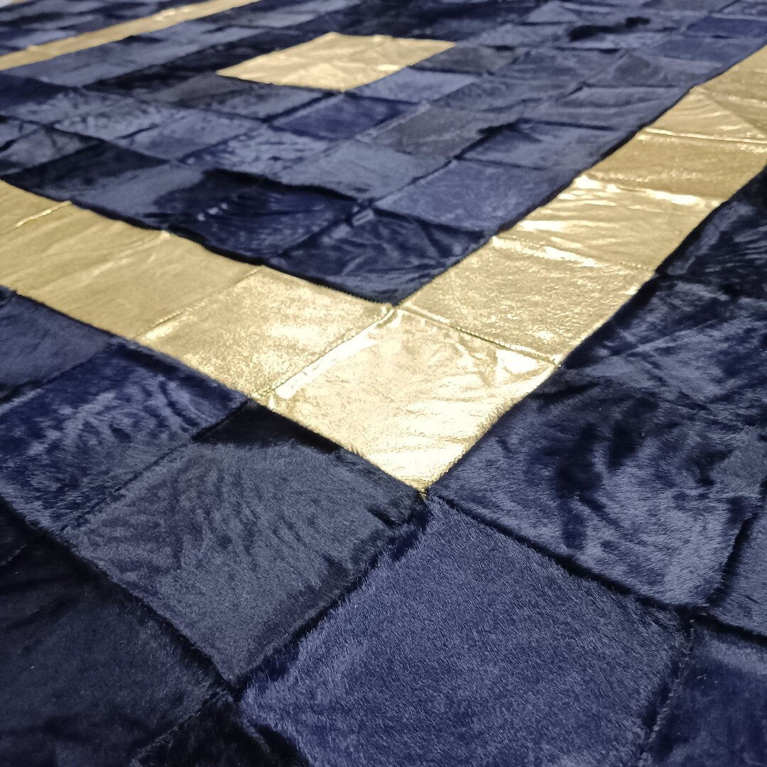 Luxury Gold and Dark Blue Cowhide Rug,Real Cowhide Rug,Handmade Rug, Custom Rug,Cowhide Rug for BedRoom,Patchwork Cowhide  Rug,Cowhide  Rug