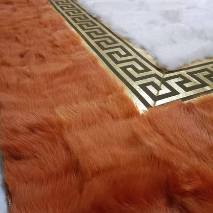 Orange-White Sheepskin Rug, Orange with Gold Sheepskin Fur Rug,ORange Sheepskin Carpet, Soft Fur Rug For Living Room,Soft Area Rug