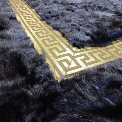 Dark Blue Sheepskin  Rug, Dark Blue Fluffy Rug, Sheepskin Patchwork Rug, Natural Soft Rug, Carpets For Bedoom, Plush Area Rug, Wool Rug