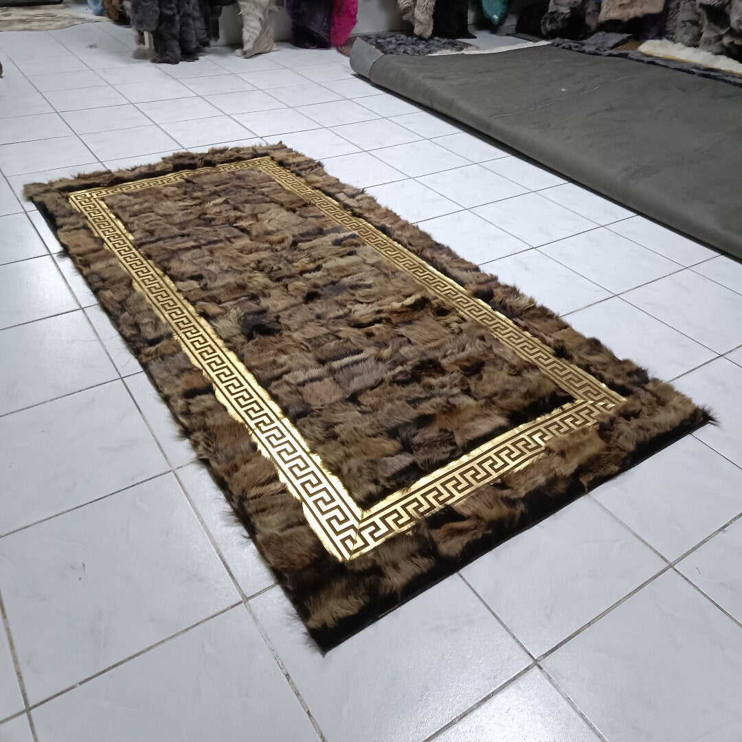 Special Natural Brown Sheepskin Rug, Handmade Rug, Patchwork Rug,Natural Soft Rug, Soft Fur Rug For Living Room,Leather Carpet,Sheepskin Rug