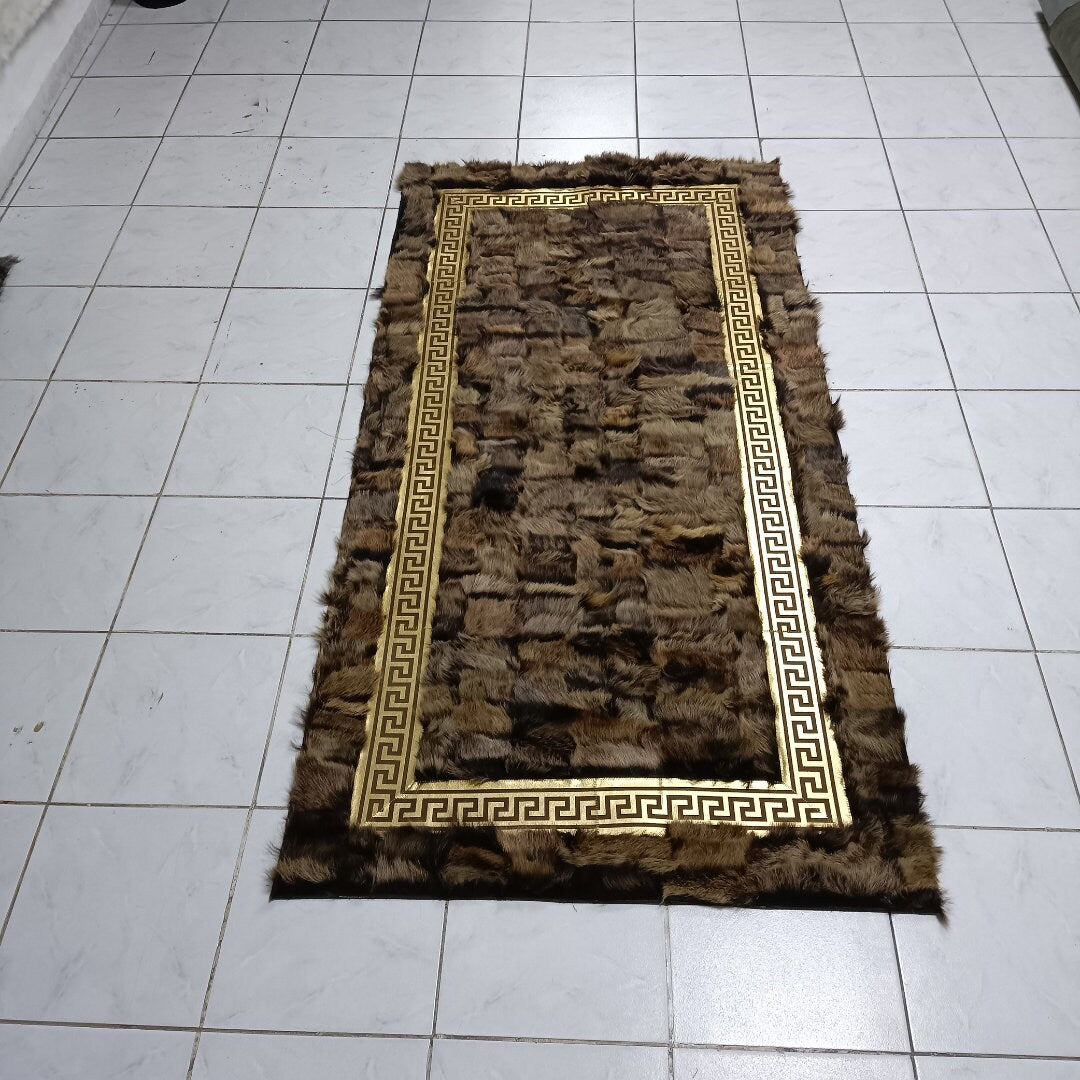 Special Natural Brown Sheepskin Rug, Handmade Rug, Patchwork Rug,Natural Soft Rug, Soft Fur Rug For Living Room,Leather Carpet,Sheepskin Rug