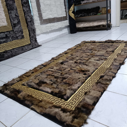 Special Natural Brown Sheepskin Rug, Handmade Rug, Patchwork Rug,Natural Soft Rug, Soft Fur Rug For Living Room,Leather Carpet,Sheepskin Rug