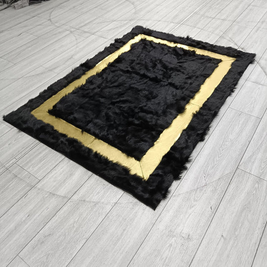 Handmade Black Sheepskin Fur Rug for Living Room, Genuine Sheepskin Fur Rug, Soft Area Rug, Sheepskin Rug,Natural Black Fluffy Sheepskin Rug