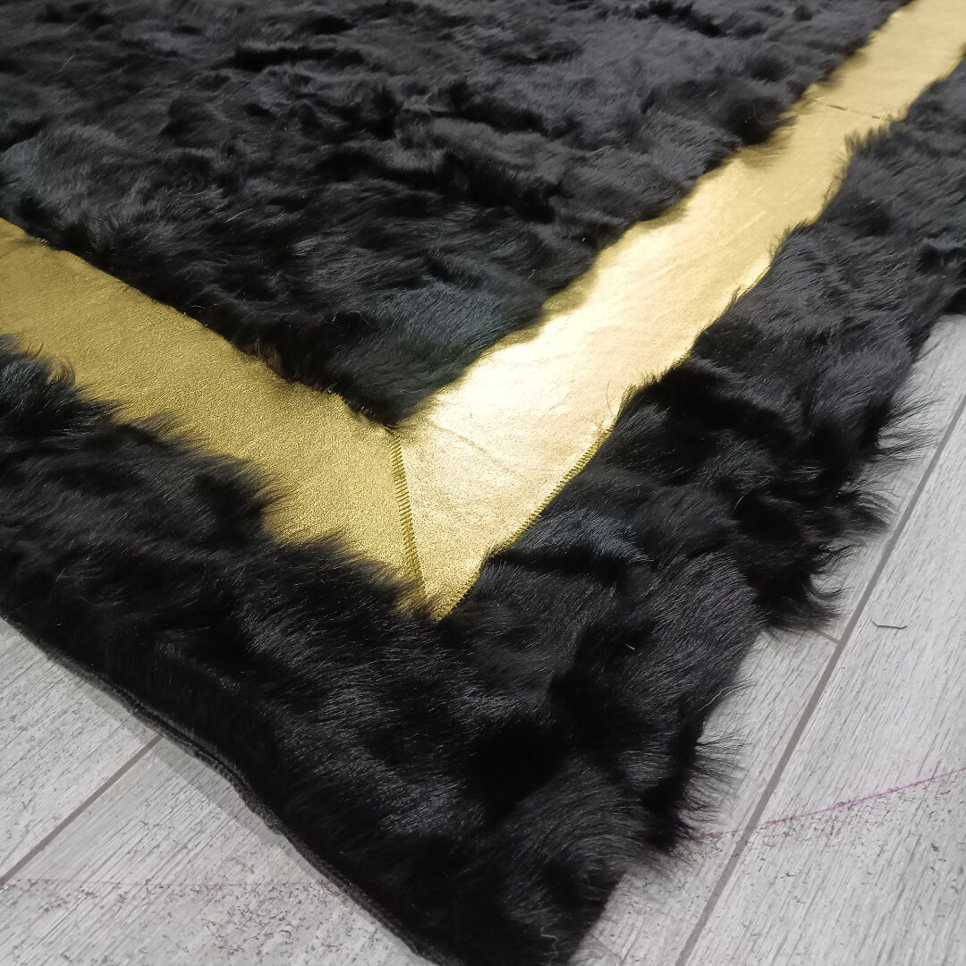 Handmade Black Sheepskin Fur Rug for Living Room, Genuine Sheepskin Fur Rug, Soft Area Rug, Sheepskin Rug,Natural Black Fluffy Sheepskin Rug