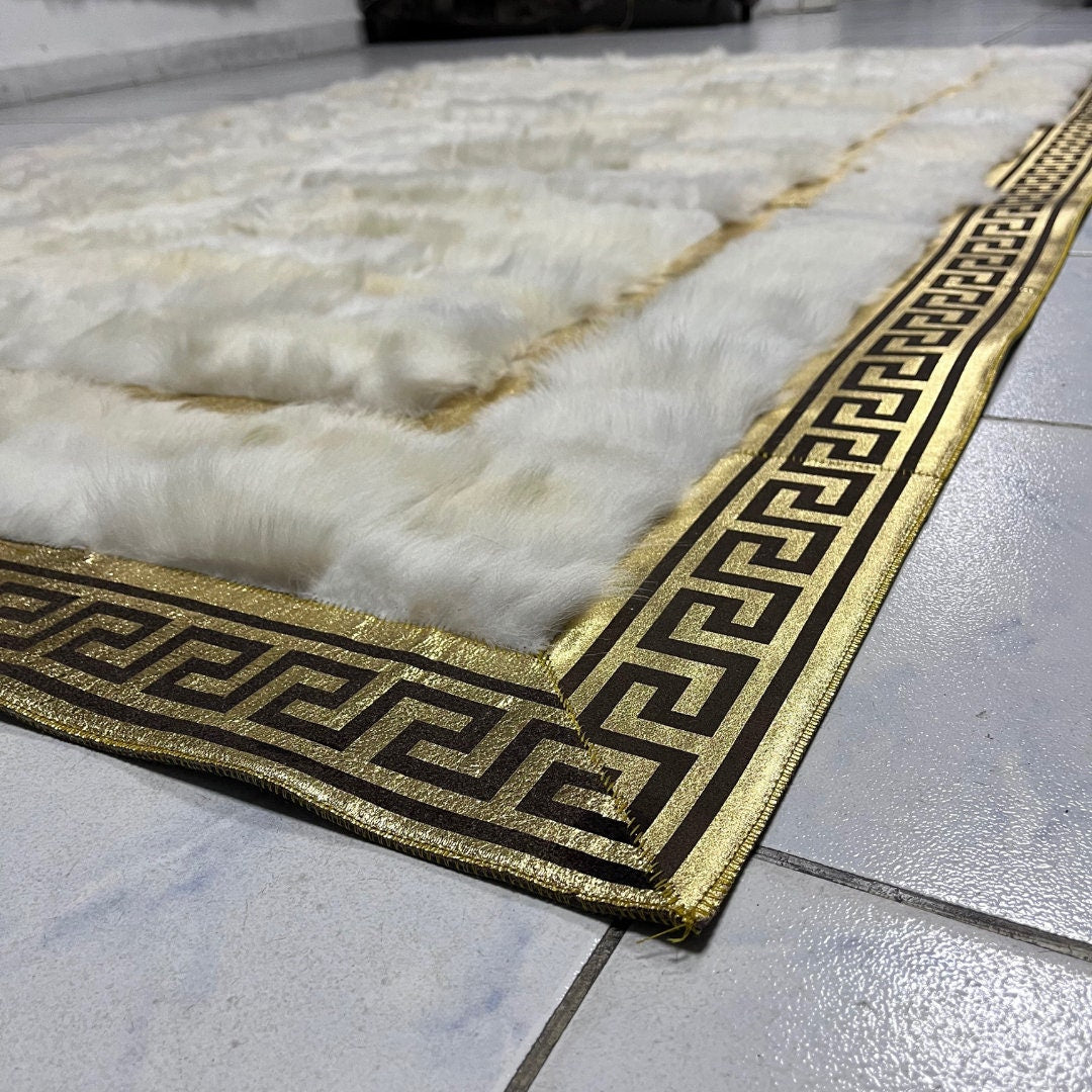 White Sheepskin Rug, White-Gold Sheepskin Area Rug, Natural Floor Fur Rug, Shaggy Rug, Luxury Sheepskin Living Room Rug,SheepSkin Fur Rug,