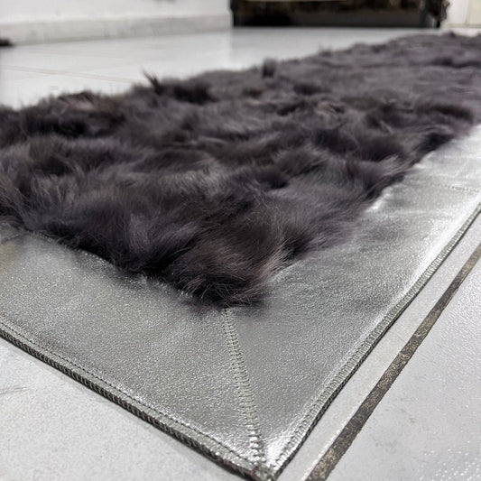 Dark Gray Sheepskin Rug, Handmade Rug,Patchwork Rug,Natural Soft Rug, Fur Rug For Living Room,Leather Carpet,Sheepskin Fur Rug,Soft Area Rug