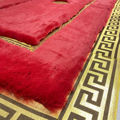 Red Faux Leather Rug, Shaggy Luxury Soft Rug, Fluffy Rug, Decorative Rug, Fluffy Rug, Modern Rug, Plush Rug For Room Decor, Soft Area Rug