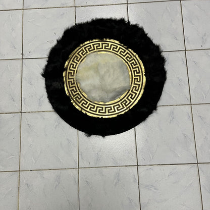 Luxurious Black Sheepskin Rug, Soft Patchwork Round Area Rug for Living Room Decor, Sheepskin Round Rug,Rug For Living Room,Round Area Rug,