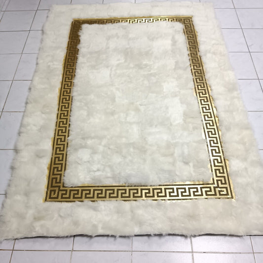 White Sheepskin Rug,White With Gold Sheepskin Fur Rug, Shaggy Rug, Soft Area Rug, Organic Sheepskin Carpet, Fluffy Rug, Gold Sheepskin Rug