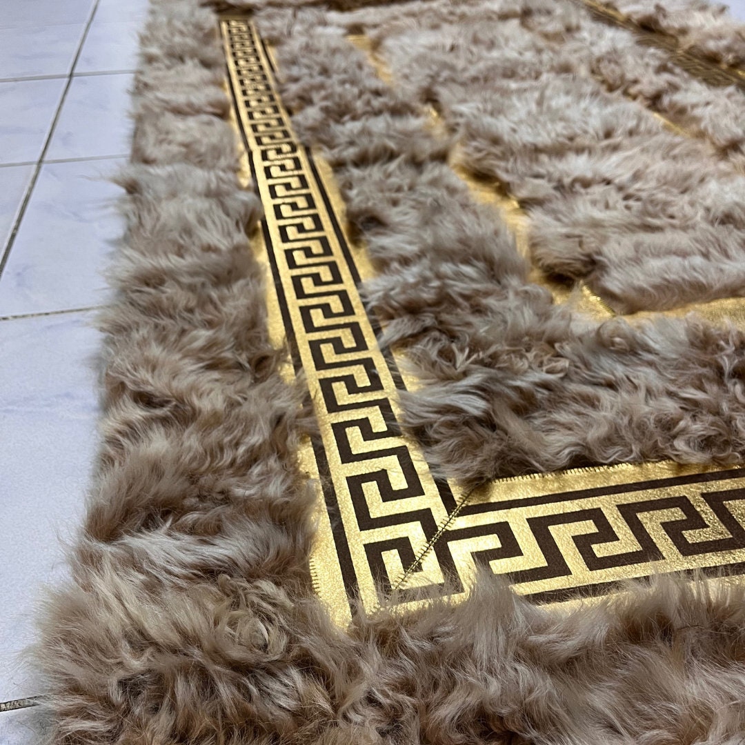 Mink Sheepskin Rug,Mink With Gold Sheepskin Fur Rug,Fluffy Rug,Soft Area Rug,Shaggy  Rug ,Rug for Living Room,Wool Rug,Sheepskin Carpet