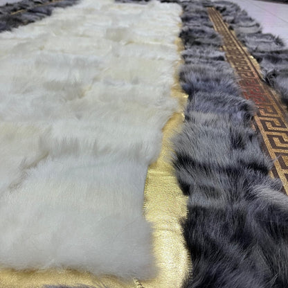 Gray and White Sheepskin Rug,Sheepskin Fur Rug,Fluffy Rug,Soft Area Rug,Shaggy  Rug ,Rug for Living Room,Modern Plush Area Rug,Wool Rug