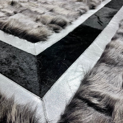 Gray Sheepskin Rug,Gray With Silver Sheepskin Fur Rug,Fluffy Rug,Soft Area Rug,Shaggy  Rug ,Rug for Living Room,Wool Rug,Sheepskin Carpet