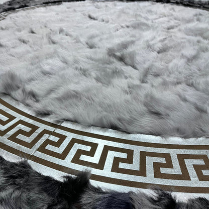 Gray Sheepskin Rug, Round Sheepskin Rug, Sheepskin Rug, Tuscan Lamb Fur Rug for Living Room, Soft Area Rug, Patchwork Rug, Fluffy Rug