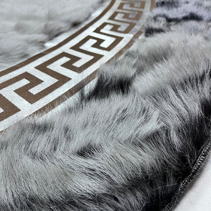 Gray Sheepskin Rug, Round Sheepskin Rug, Sheepskin Rug, Tuscan Lamb Fur Rug for Living Room, Soft Area Rug, Patchwork Rug, Fluffy Rug