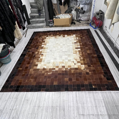 Natural Brown and White Cowhide Rug,Real Cowhide Rug,Handmade Rug, Custom Rug,Cowhide Rug for BedRoom,Patchwork Cowhide Rug,Cowhide Rug