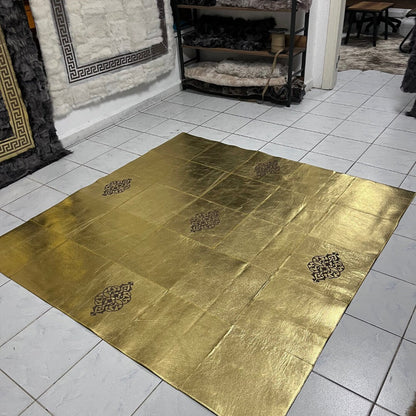 Luxury Gold Cowhide Rug,Real Cowhide Rug,Handmade Rug, Custom Rug,Cowhide Rug for BedRoom,Patchwork Cowhide Rug,Cowhide Rug