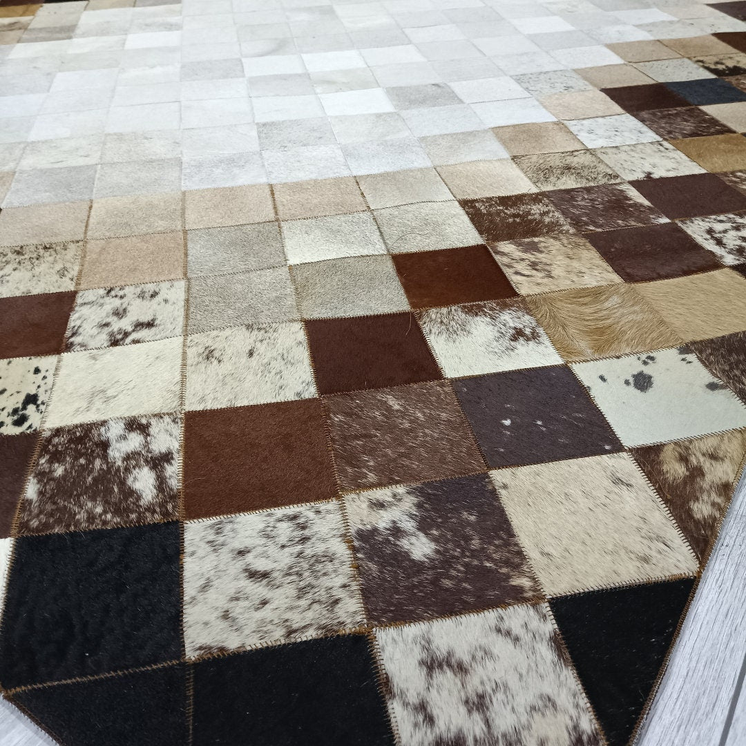 Luxury Tricolor Cowhide Rug,Real Cowhide Rug,Handmade Rug, Custom Rug,Cowhide Rug for BedRoom,Patchwork Cowhide Rug,Cowhide Rug