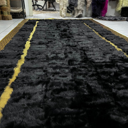 Large Natural Black Sheepskin Rug, Sheepskin Fur Rug, Soft Area Rug, Sheepskin Area Rug, Carpets for Bedroom,Modern Plush Area Rug, Wool Rug