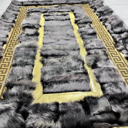 Gray Sheepskin Rug,Natural Soft Gray With Gold Sheepskin Fur Rug,Fluffy Rug,Soft Area Rug,Sheepskin Carpet,Rug for Living Room,Wool Rug