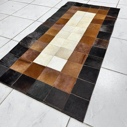 Luxury Tricolor Cowhide Rug,Real Cowhide Rug,Handmade Rug, Custom Rug,Cowhide Rug for BedRoom,Patchwork Cowhide Rug,Cowhide Rug