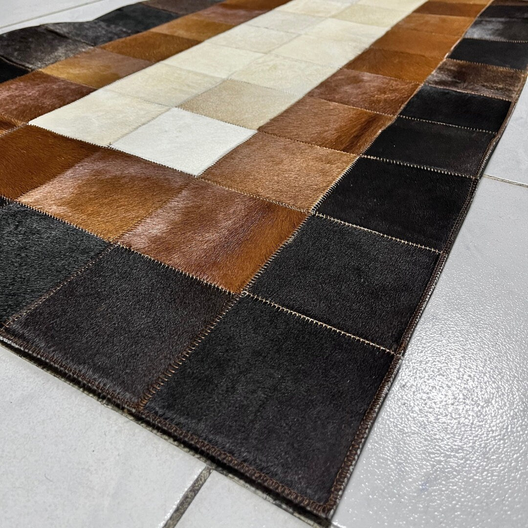 Luxury Tricolor Cowhide Rug,Real Cowhide Rug,Handmade Rug, Custom Rug,Cowhide Rug for BedRoom,Patchwork Cowhide Rug,Cowhide Rug