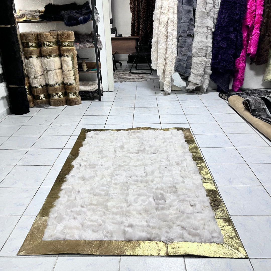 White Sheepskin Rug,White With Gold Sheepskin Fur Rug,Fluffy Rug,Soft Area Rug,Shaggy  Rug ,Rug for Living Room,Wool Rug,Sheepskin Carpet