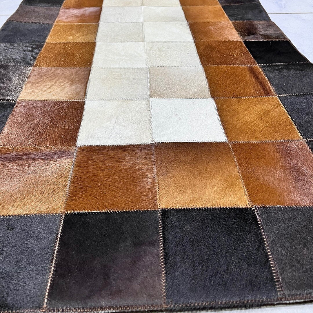 Luxury Tricolor Cowhide Rug,Real Cowhide Rug,Handmade Rug, Custom Rug,Cowhide Rug for BedRoom,Patchwork Cowhide Rug,Cowhide Rug