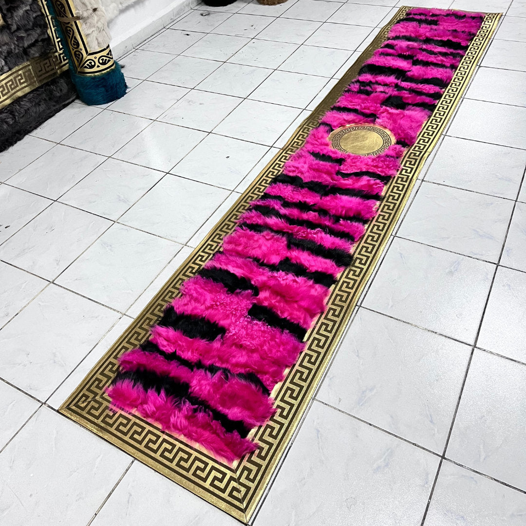 Pink Sheepskin Rug,Pink With Gold Sheepskin Rug,Fluffy Rug,Soft Area Rug,Shaggy  Rug ,Rug for Living Room,Wool Rug,Sheepskin Carpet