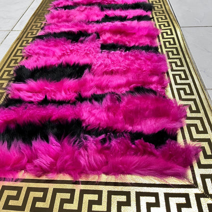 Pink Sheepskin Rug,Pink With Gold Sheepskin Rug,Fluffy Rug,Soft Area Rug,Shaggy  Rug ,Rug for Living Room,Wool Rug,Sheepskin Carpet