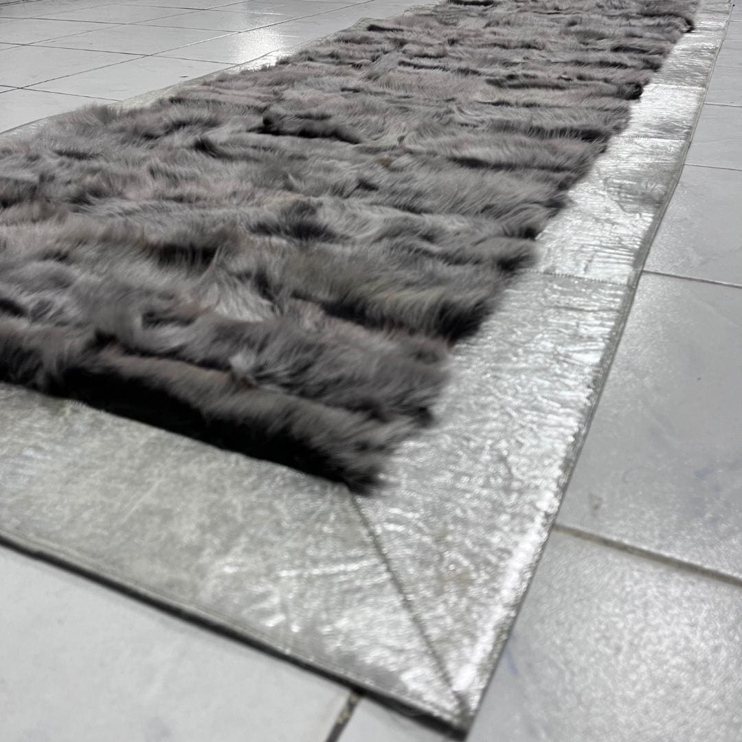 Online Handmade Sheepskin Area Rug,Silver Sheepskin Rug, Modern Soft Home Decor Carpet, 7x10 Black and White Davy's Grey Lamb Fur Rug, Unique Decor