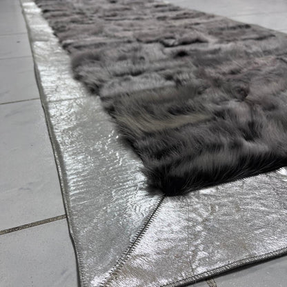 Gray Sheepskin Rug,Black With Sİlver Sheepskin Fur Rug,Fluffy Rug,Soft Area Rug,Shaggy  Rug ,Rug for Living Room,Wool Rug,Sheepskin Carpet