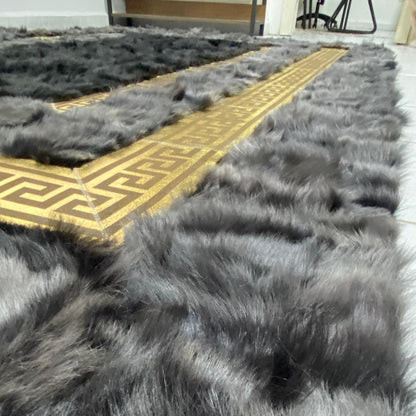 Gray Sheepskin Rug,Gray-Black Sheepskin Rug,Fluffy Rug,Soft Area Rug,Rug for Living Room,Wool Rug,Sheepskin Carpet,Sheepskin Fur Rug