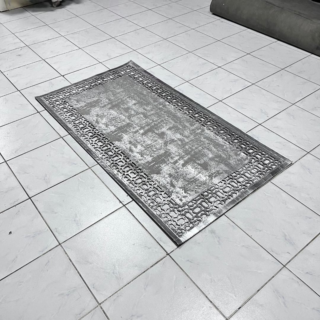 Silver-Gray Laser Cut Leather Rug, Perforated Rug, Non Slip Rug, Luxury Rug, Rugs For Living Room And Bedroom, Home Gift Rug