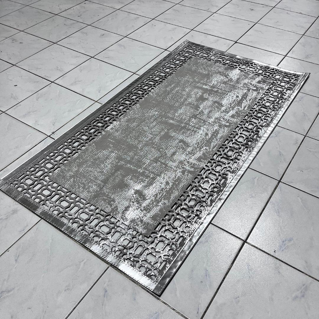 Silver-Gray Laser Cut Leather Rug, Perforated Rug, Non Slip Rug, Luxury Rug, Rugs For Living Room And Bedroom, Home Gift Rug