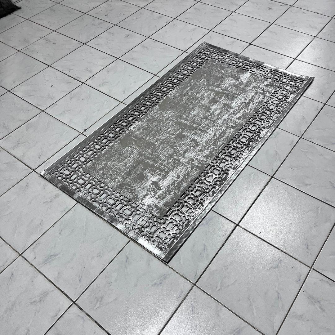 Silver-Gray Laser Cut Leather Rug, Perforated Rug, Non Slip Rug, Luxury Rug, Rugs For Living Room And Bedroom, Home Gift Rug